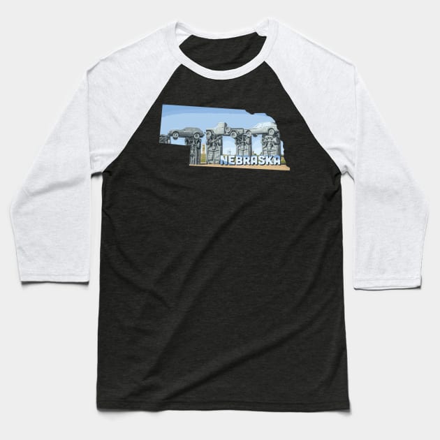 Nebraska state design / Nebraska lover / Nebraska carhenge gift idea / Nebraska home state Baseball T-Shirt by Anodyle